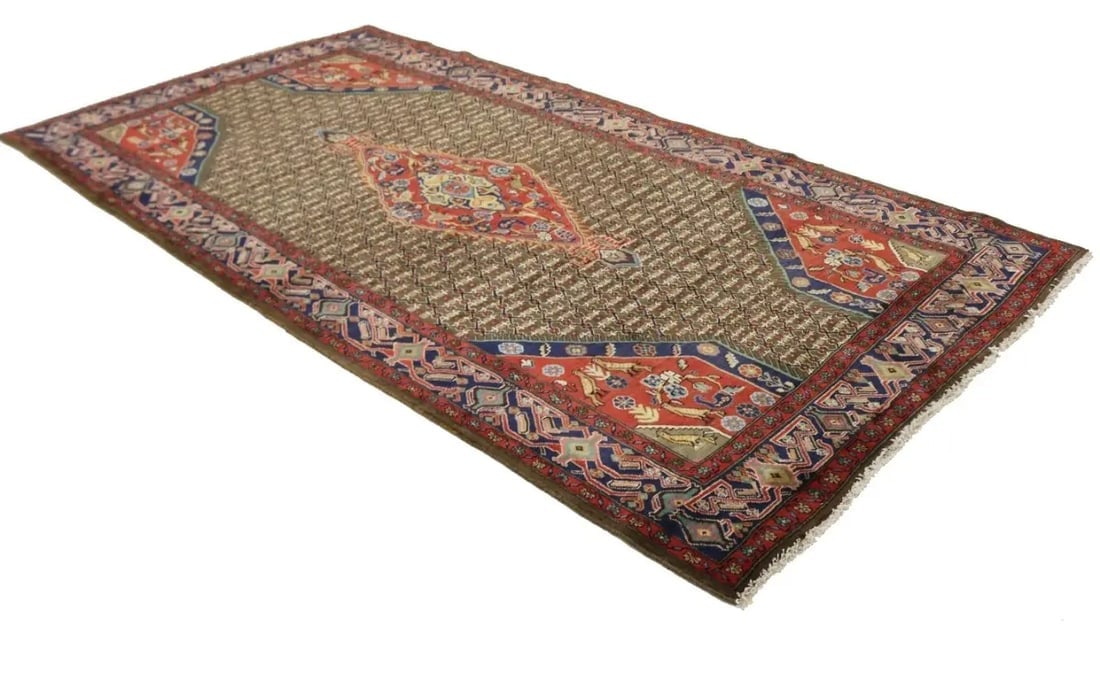 Vintage Brown Tribal 5X10 Koliaie Persian Rug - 6