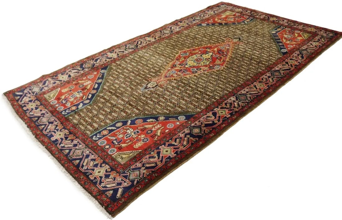 Vintage Brown Tribal 5X10 Koliaie Persian Rug - 9
