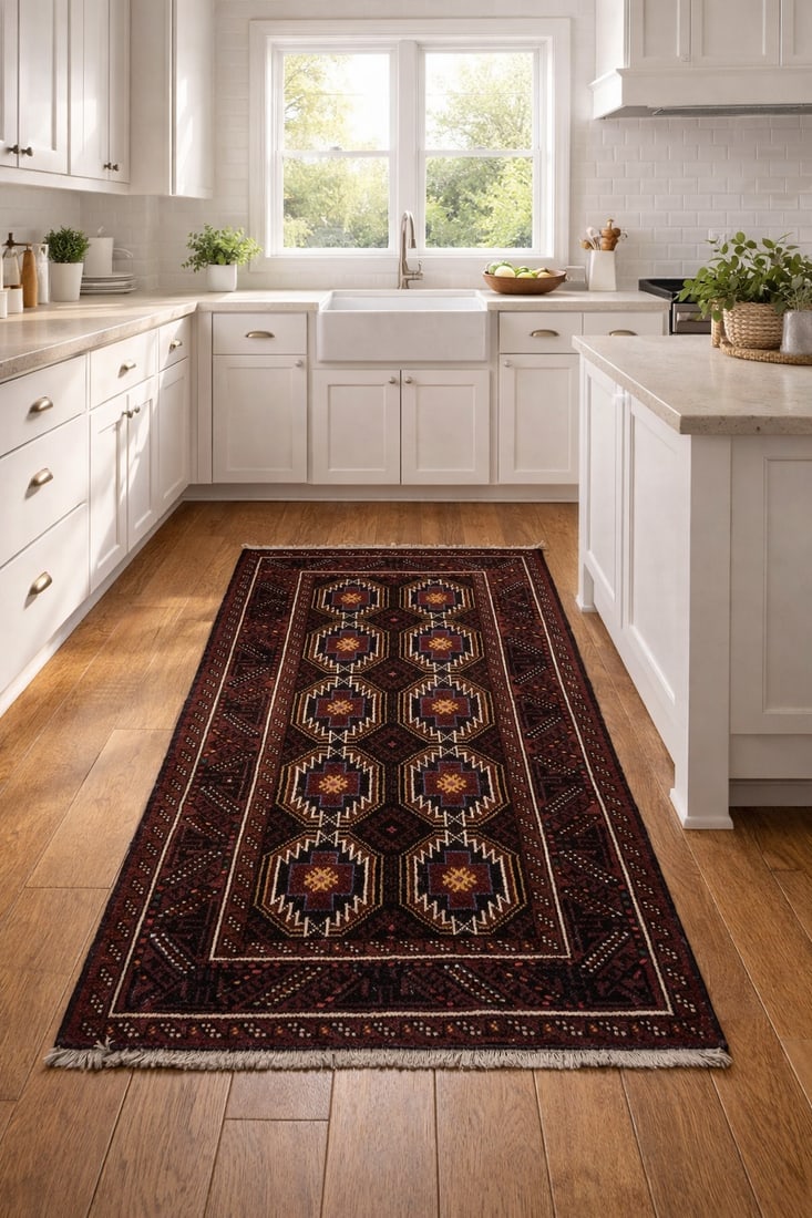 Vintage Red Tribal 3'3X6'6 Balouch Persian Rug - 2