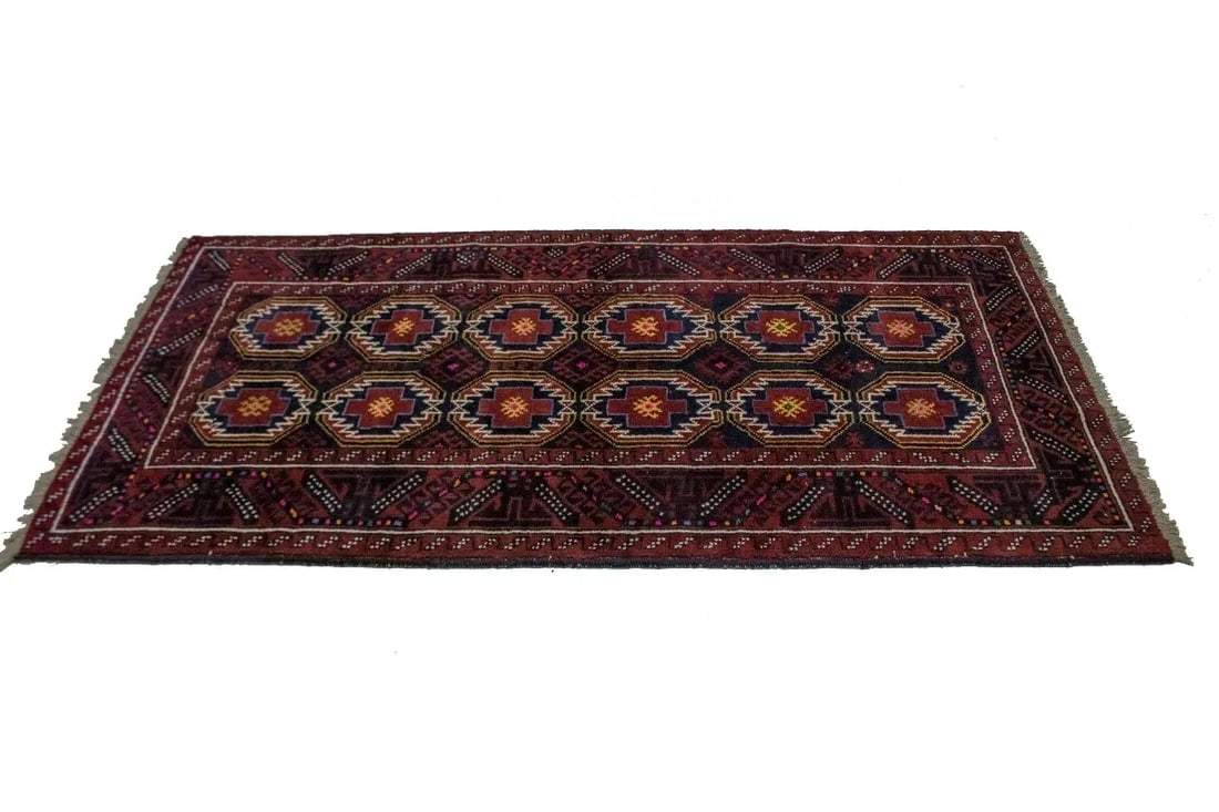 Vintage Red Tribal 3'3X6'6 Balouch Persian Rug - 5