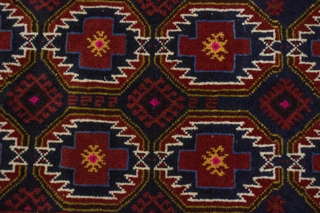 Vintage Red Tribal 3'3X6'6 Balouch Persian Rug - 6