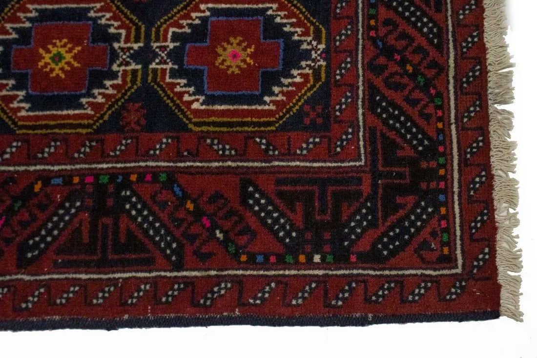 Vintage Red Tribal 3'3X6'6 Balouch Persian Rug - 8