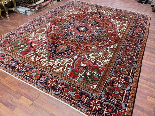 Antique Persian Heriz-4993: Title:Antique Persian Heriz-4993 Description:Beautiful antique Persian heriz rug , from northwest persia, size 8 ft. 8 inches by 11 ft. 3 inches, circa 1930, excellent condition with good pile through