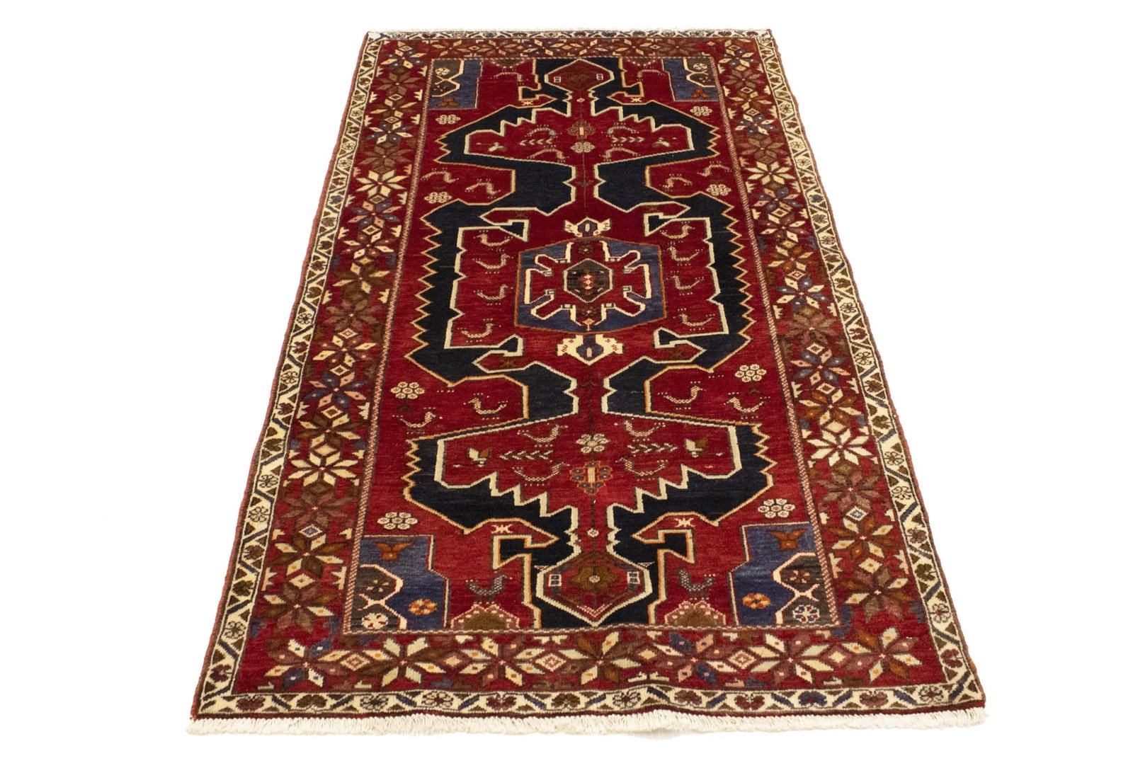 Vintage Tribal Rust Red 4X7 Hamedan Persian Rug - 3