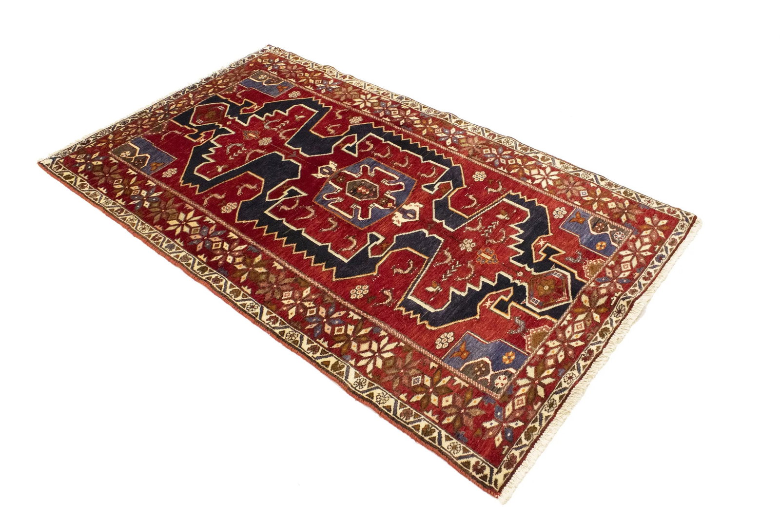Vintage Tribal Rust Red 4X7 Hamedan Persian Rug - 4