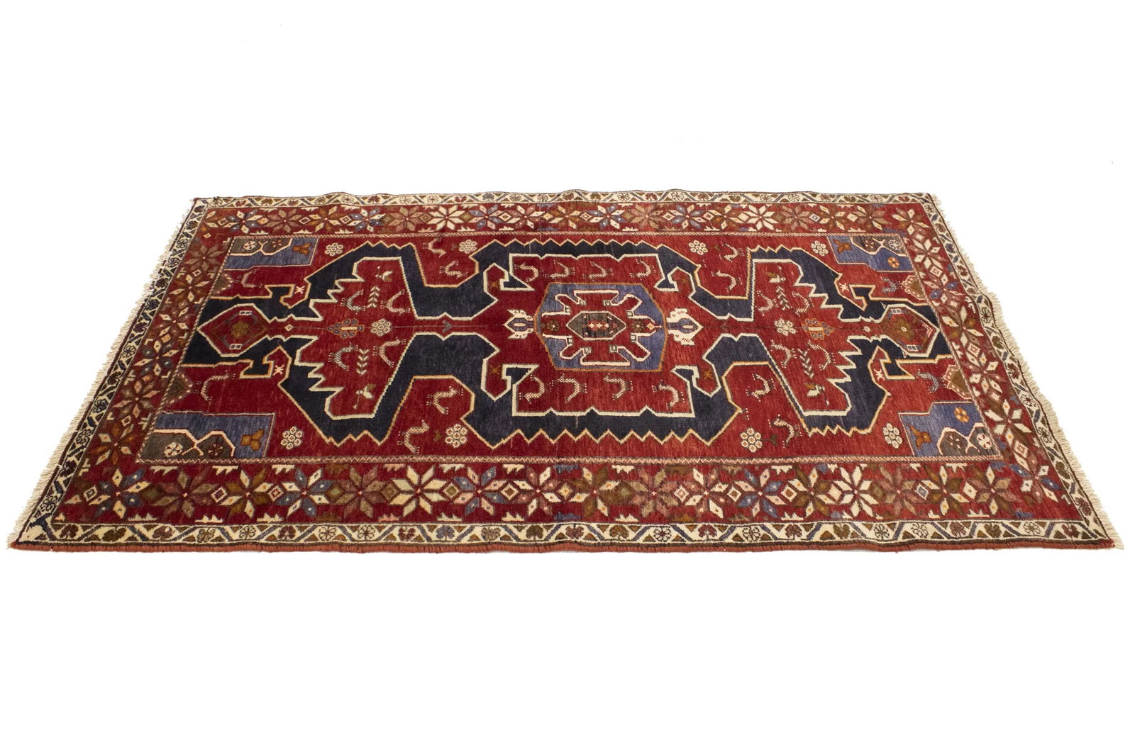 Vintage Tribal Rust Red 4X7 Hamedan Persian Rug - 6