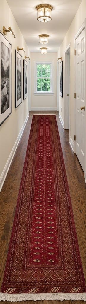 Vintage Red Tribal 3'4X12'6 Turkoman Persian Runner Rug - 2