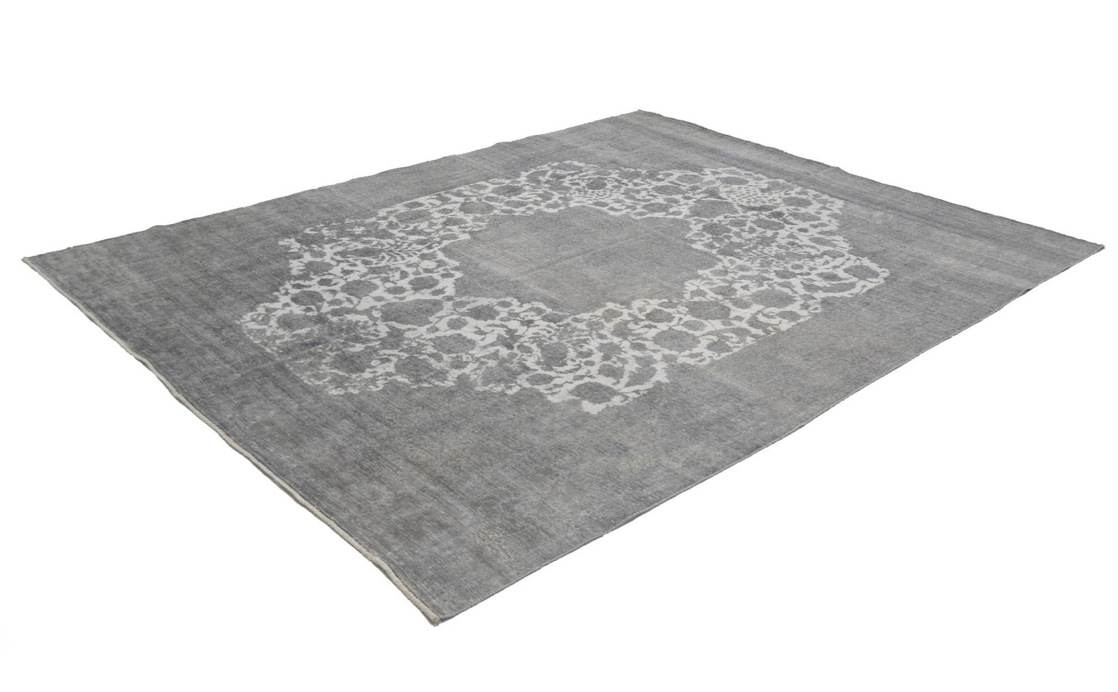 Antique Muted Cream Floral 9'4X11'8 Distressed Vintage Oriental Rug - 3