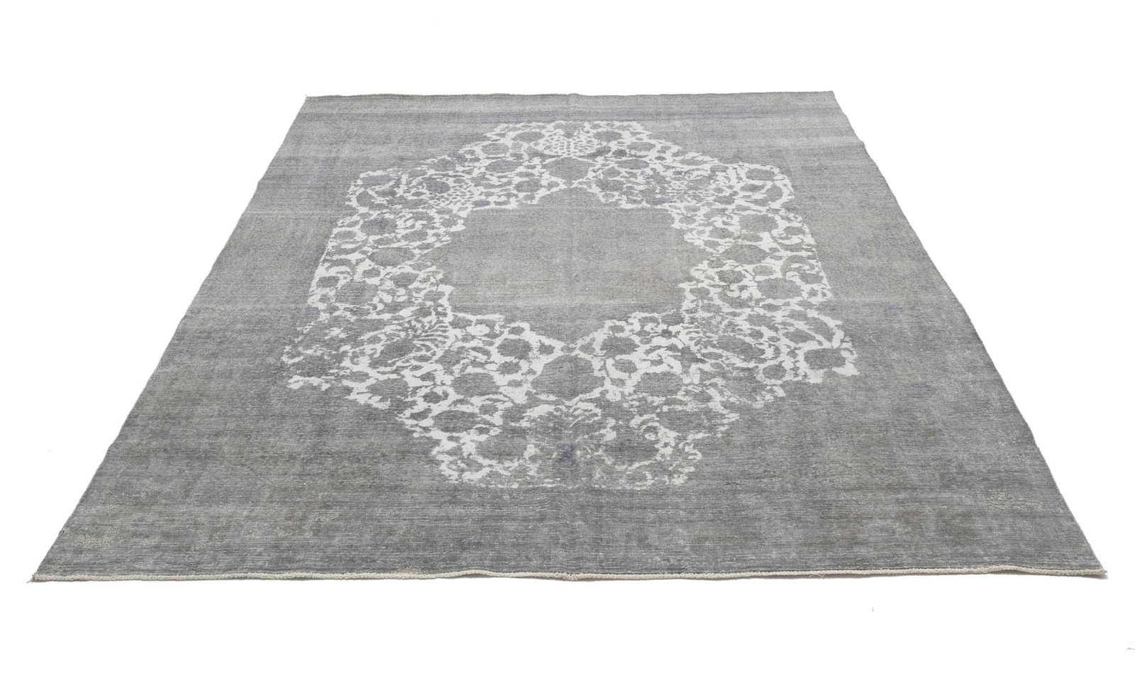 Antique Muted Cream Floral 9'4X11'8 Distressed Vintage Oriental Rug - 4