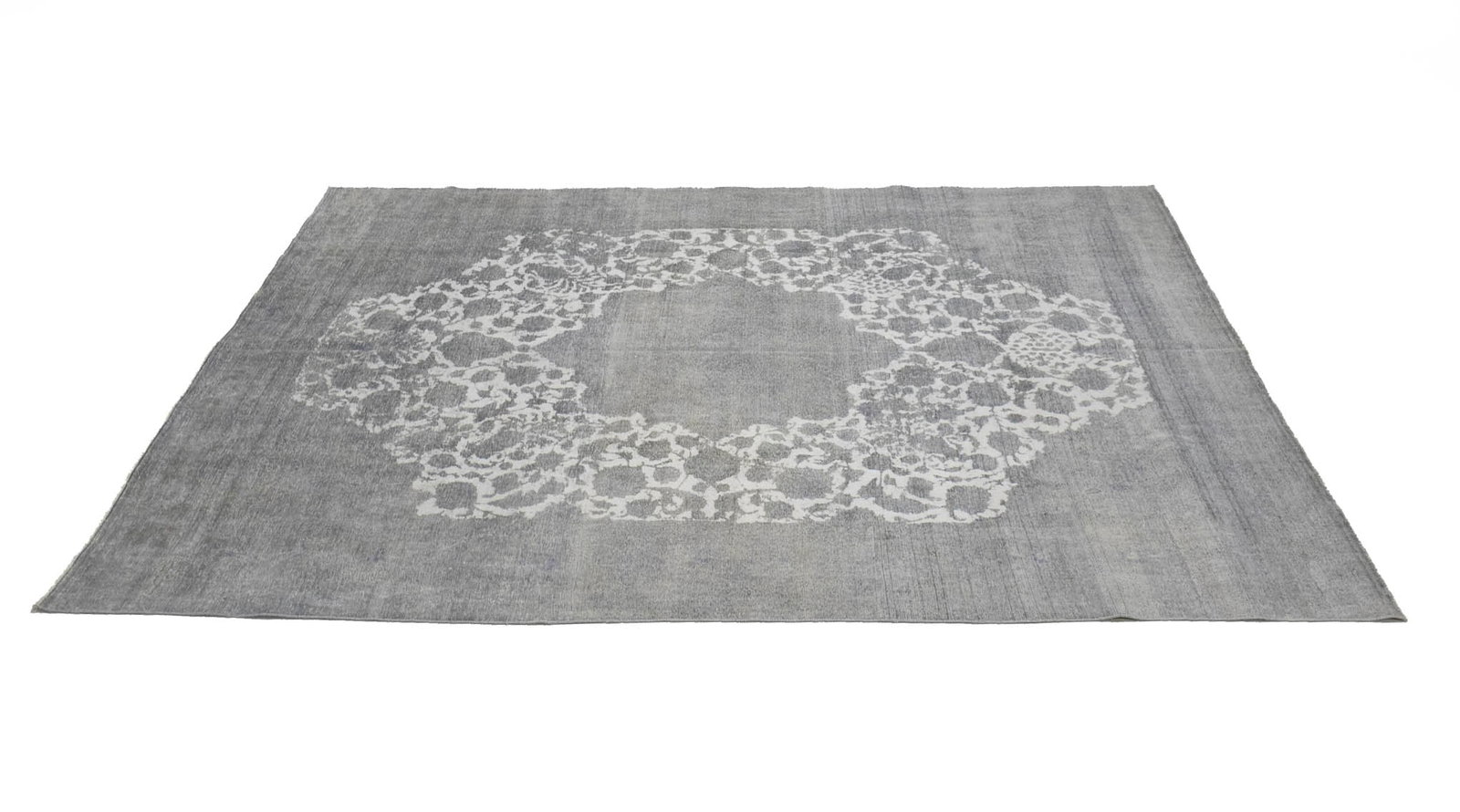 Antique Muted Cream Floral 9'4X11'8 Distressed Vintage Oriental Rug - 5