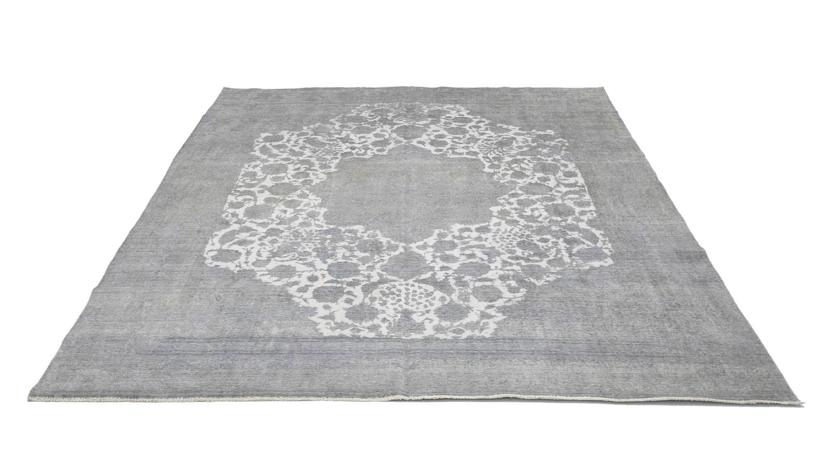 Antique Muted Cream Floral 9'4X11'8 Distressed Vintage Oriental Rug - 7