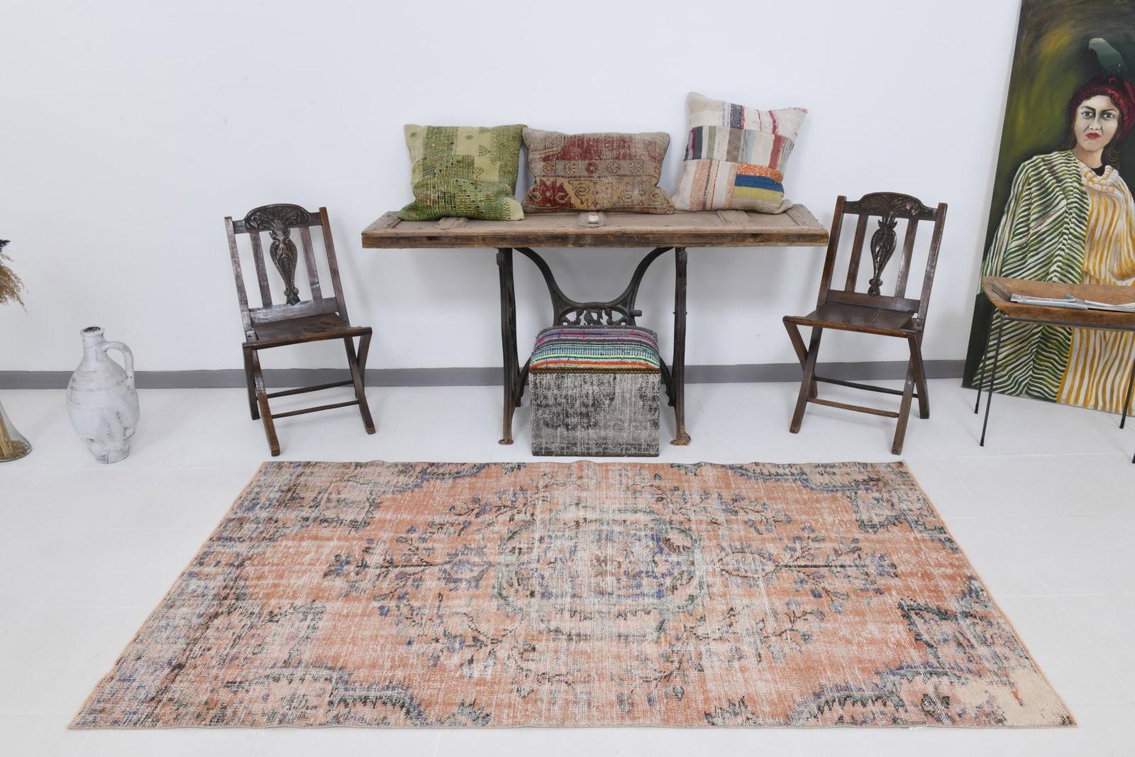 4'1'' x 7'5'' Turkish Vintage Runner Rug - 21161 - 2