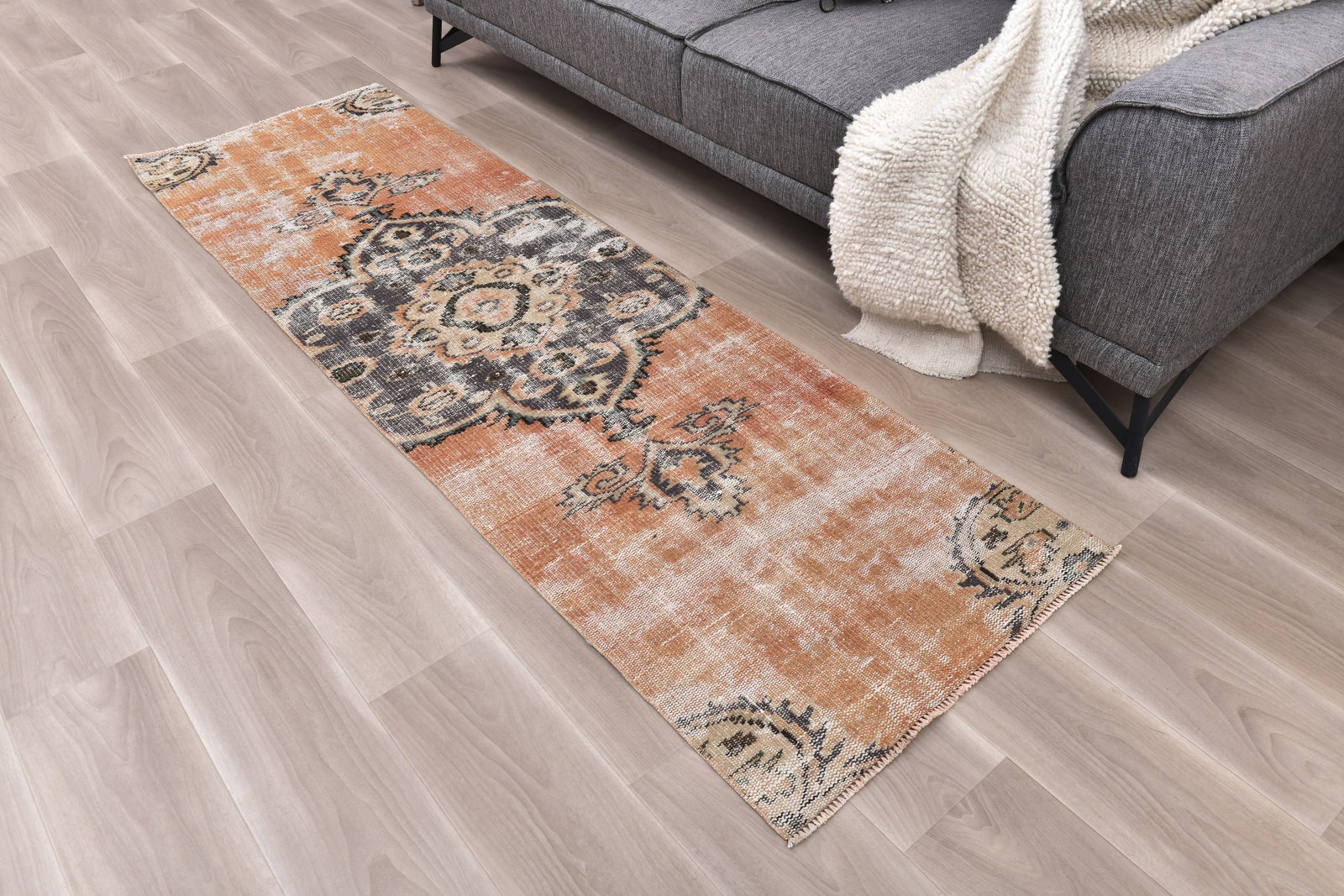 2'3'' x 7'7'' Handmade Vintage Wool Rug - 242489 - 2