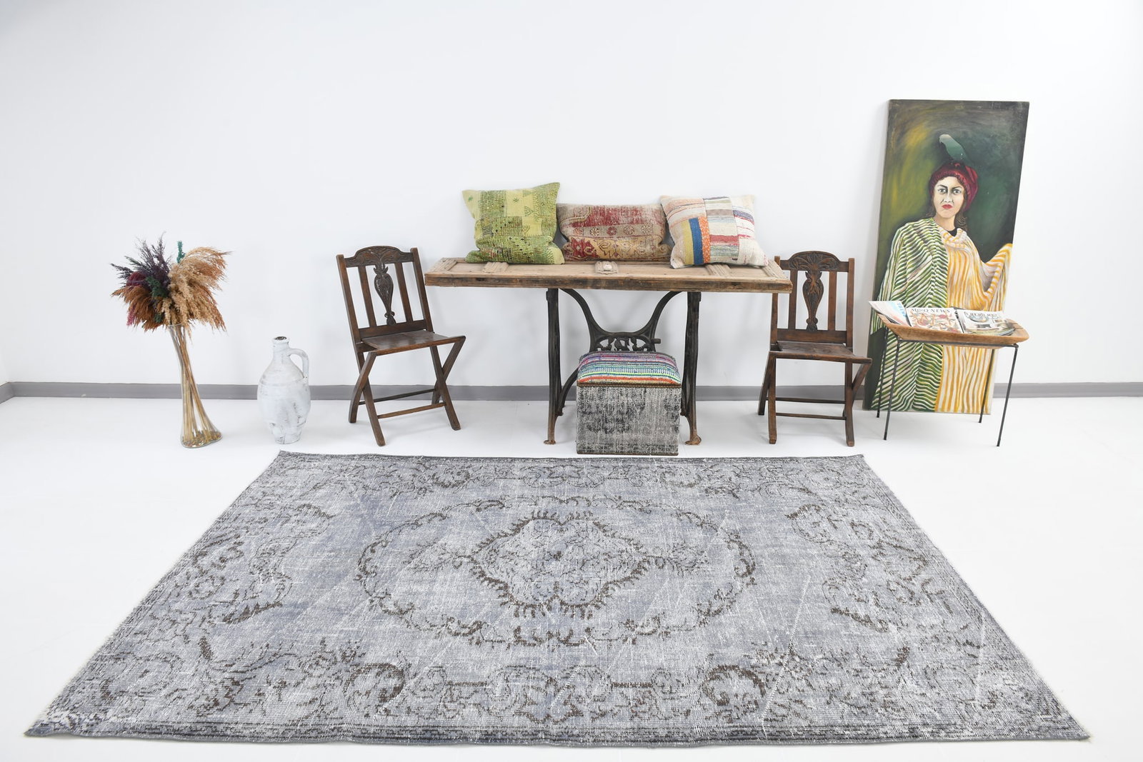 5'6'' x 8'11'' Handmade Vintage Wool Rug - 4017 - 2
