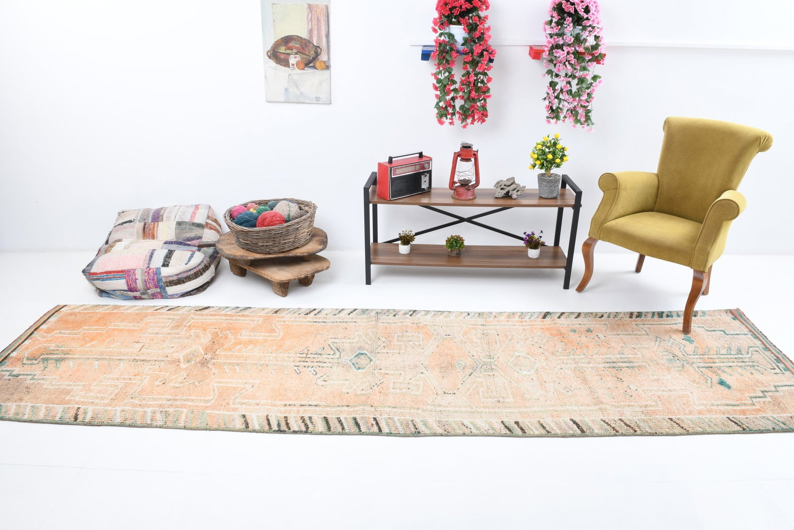 3'2'' x 12'5'' Turkish Vintage Runner Rug - 7306 - 2