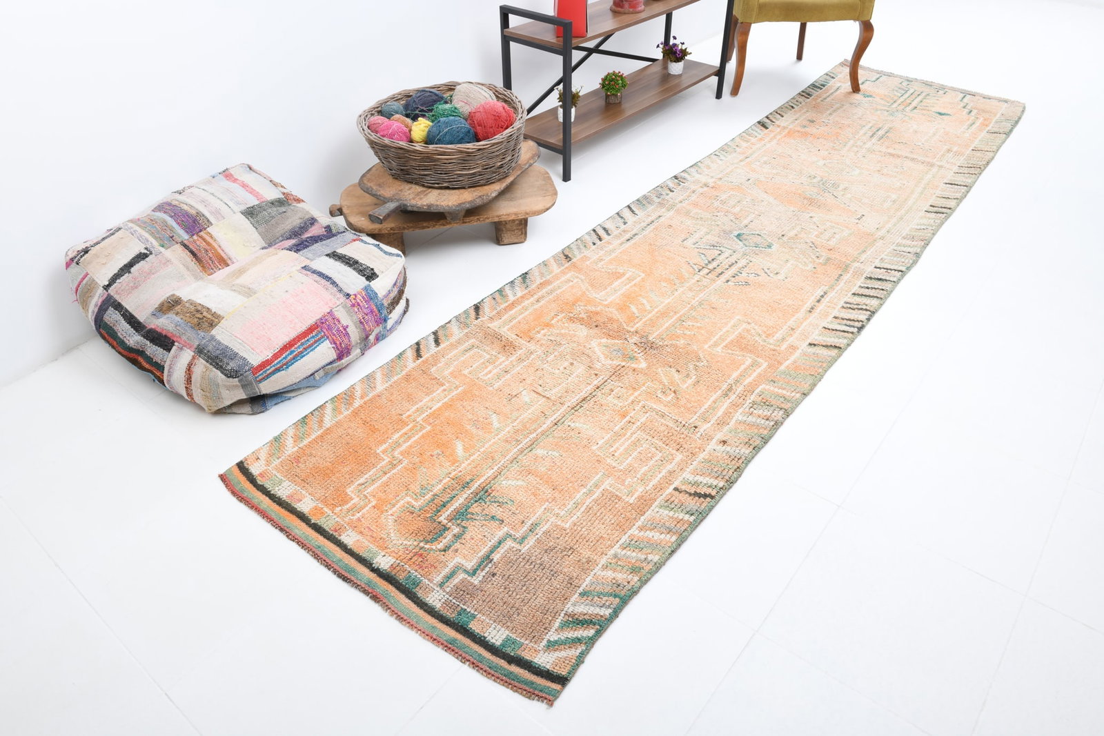 3'2'' x 12'5'' Turkish Vintage Runner Rug - 7306 - 4