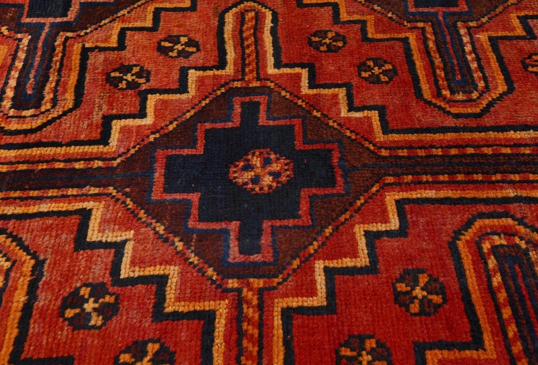 Vintage Tribal Red 4X8 Shiraz Persian Rug - 7