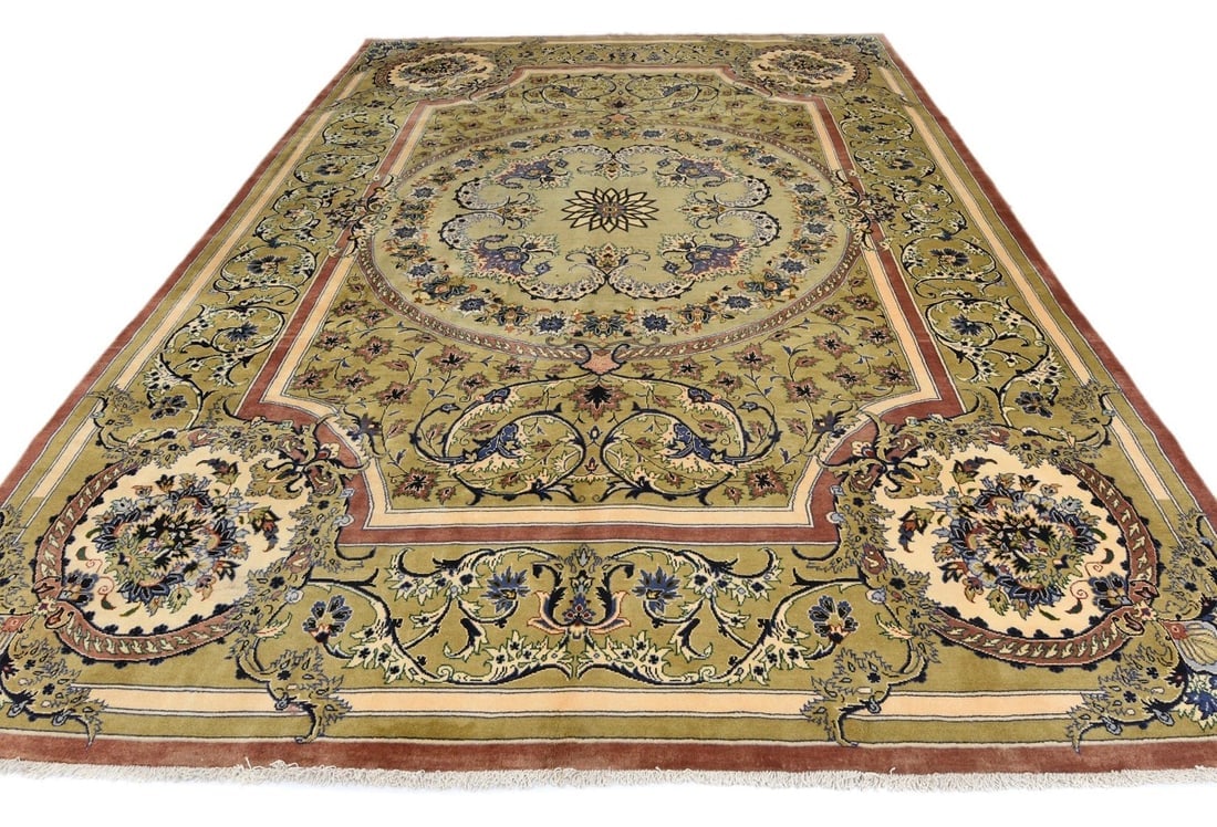 Vintage Floral Traditional 9'9X13'5 Kashan Persian Rug - 3