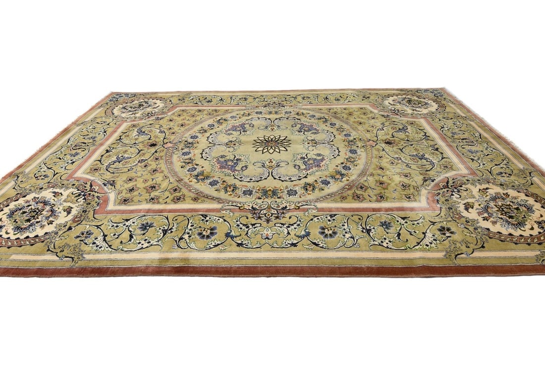 Vintage Floral Traditional 9'9X13'5 Kashan Persian Rug - 7