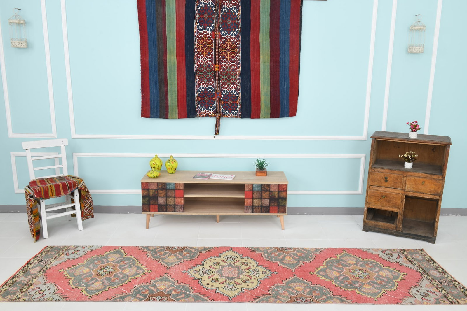 2'10'' x 11'0'' Handmade Vintage Wool Rug - 20755 - 2