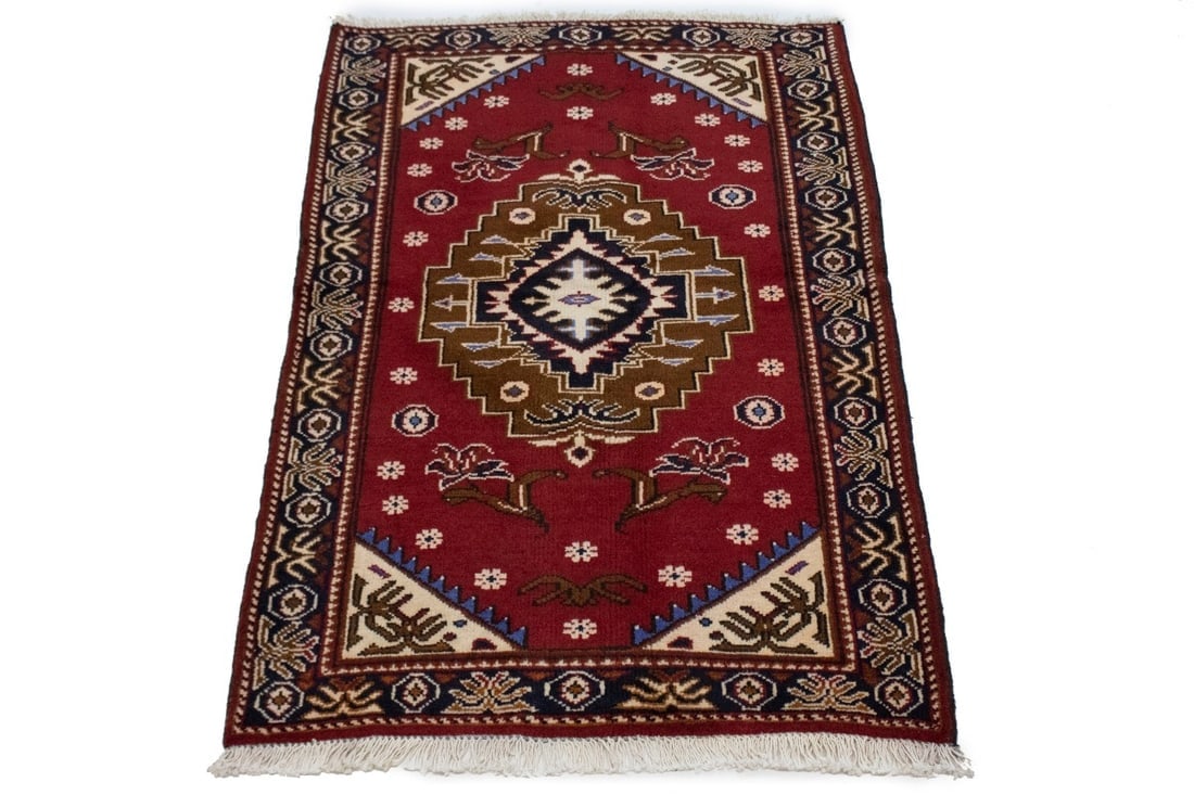 Vintage Red 3X4 Hamedan Persian Rug - 3