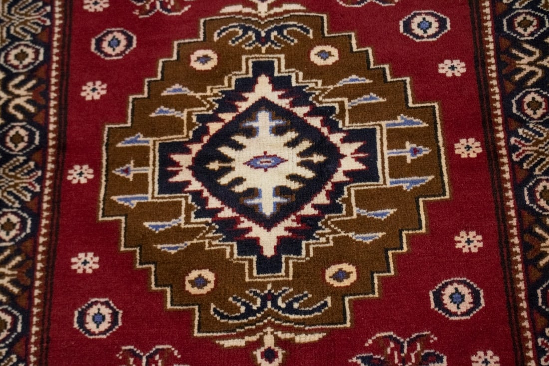 Vintage Red 3X4 Hamedan Persian Rug - 5