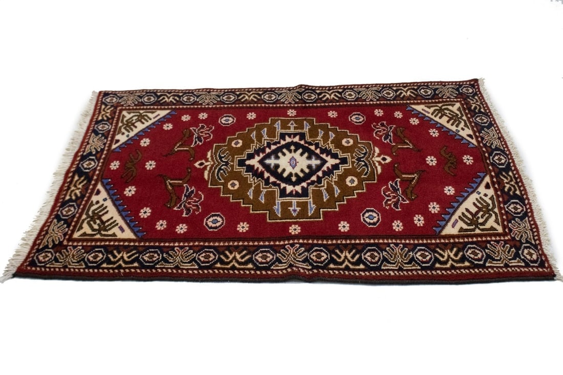 Vintage Red 3X4 Hamedan Persian Rug - 6
