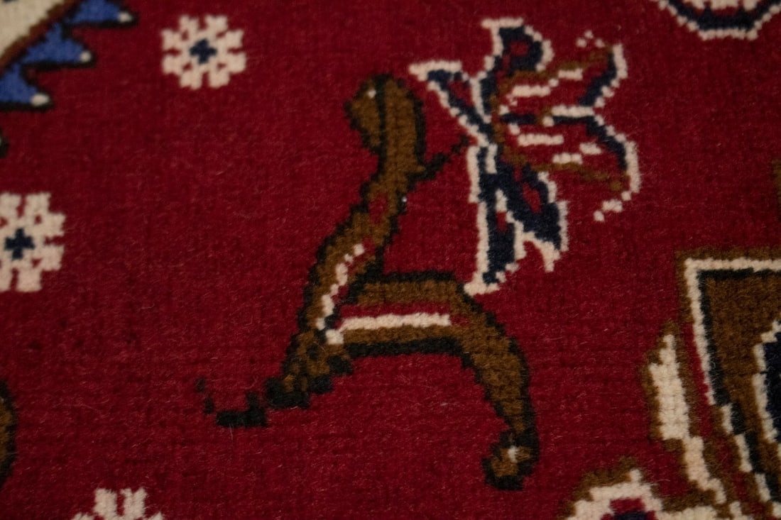Vintage Red 3X4 Hamedan Persian Rug - 7
