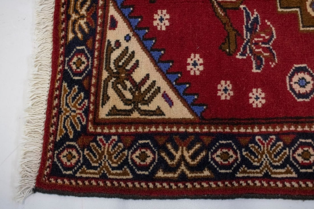 Vintage Red 3X4 Hamedan Persian Rug - 8