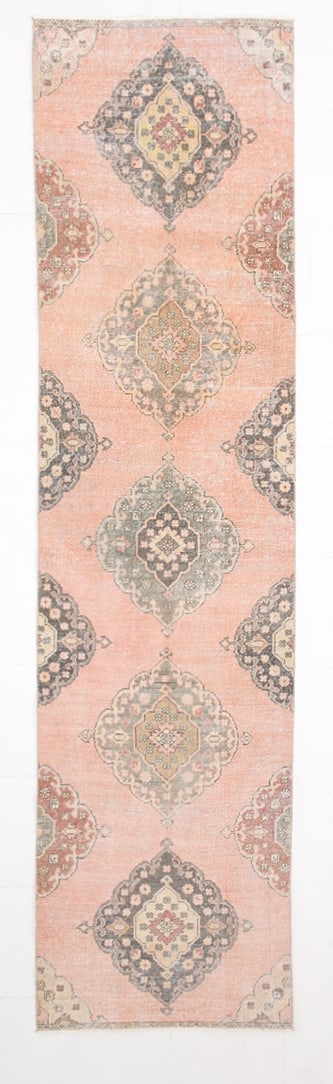 3'0'' x 11'10'' Turkish Vintage Runner Rug - 23994: Title: 3'0'' x 11'10'' Turkish Vintage Runner Rug - 23994 Description:3'0'' x 11'10'' Turkish Vintage Runner Rug - 23994 Origin:Turkiye Date/Period:1960-90 Materials:Wool,Cotton Dimension:3'0''x11'10'