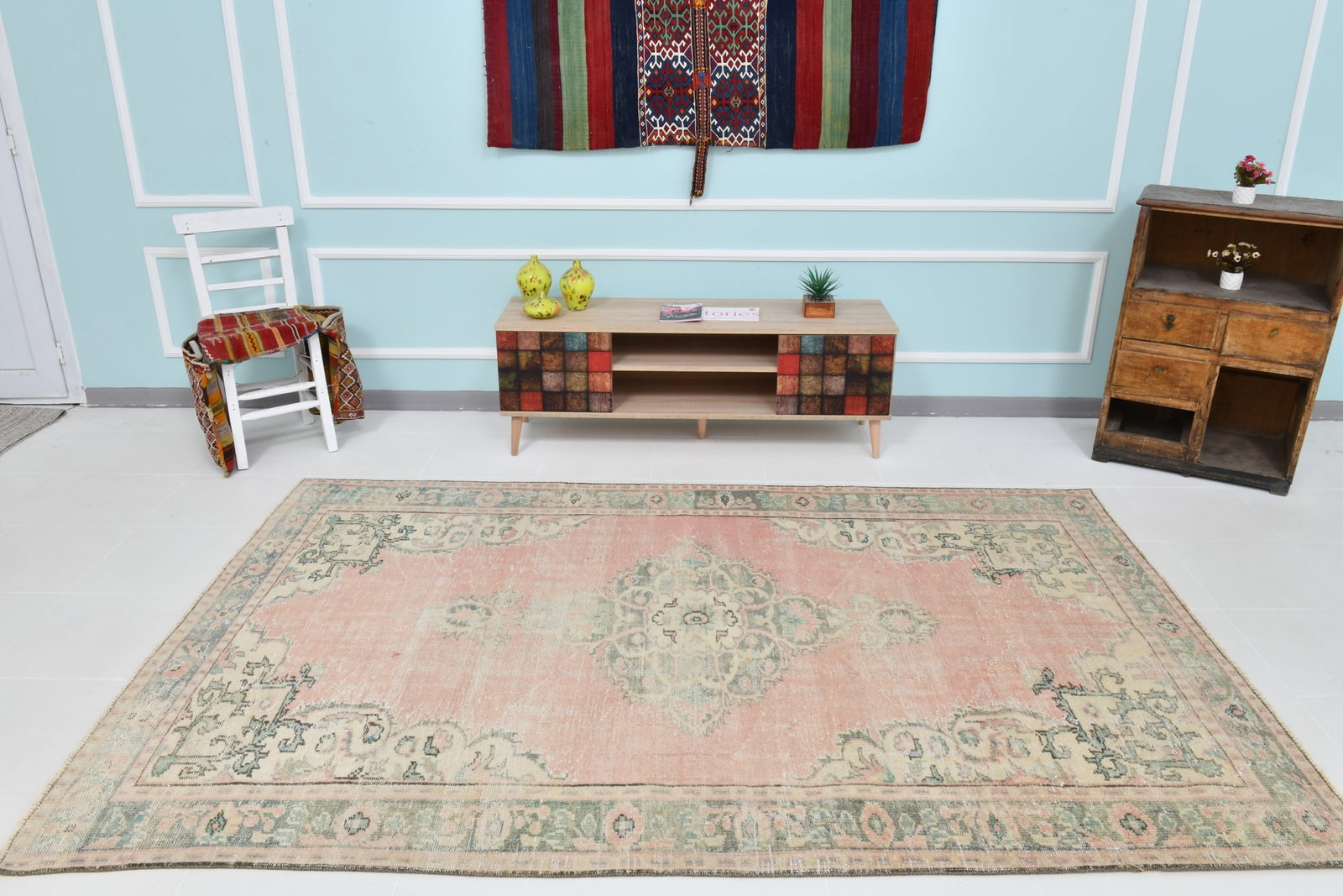 5'9'' x 8'11'' Vintage Wool Runner Rug - 20724 - 2