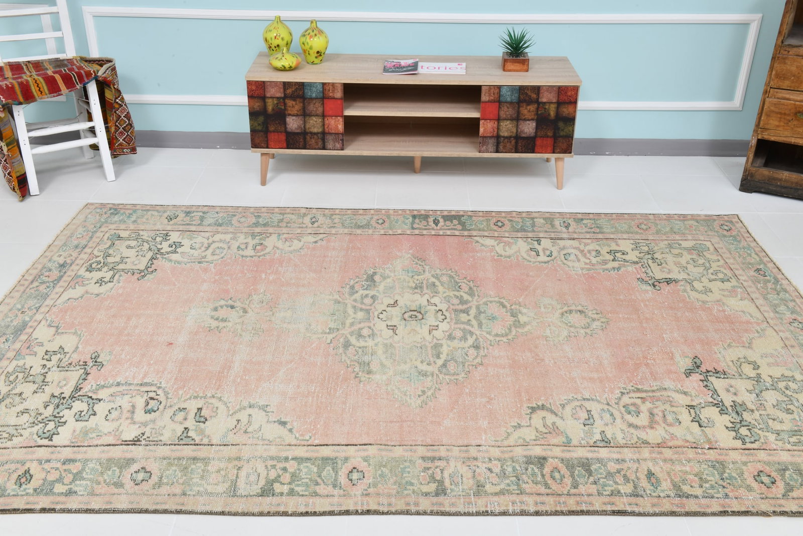 5'9'' x 8'11'' Vintage Wool Runner Rug - 20724 - 3