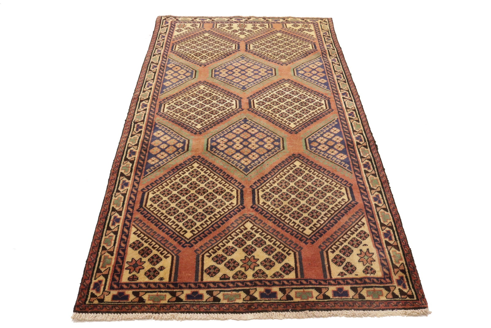 Semi Antique Tribal Geometric 4X7 Shiraz Lori Persian Rug - 3