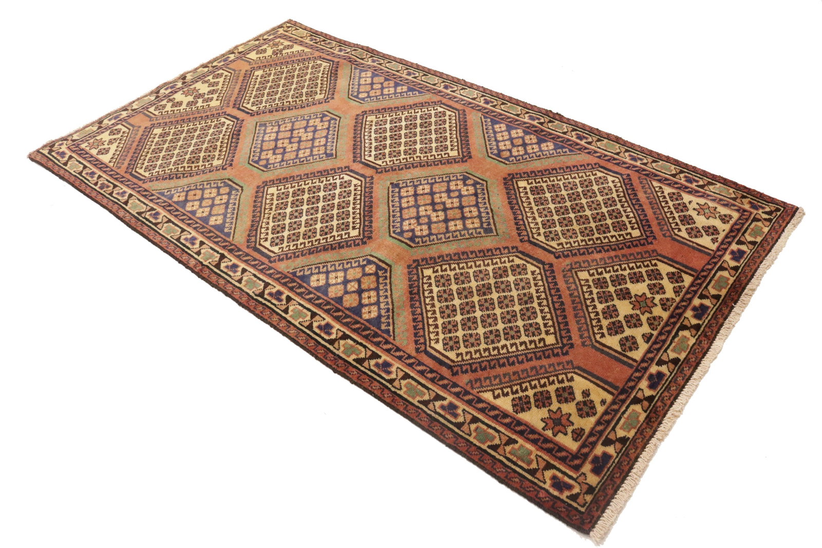 Semi Antique Tribal Geometric 4X7 Shiraz Lori Persian Rug - 4