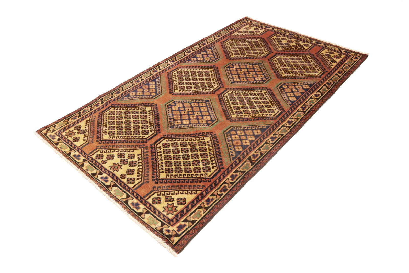 Semi Antique Tribal Geometric 4X7 Shiraz Lori Persian Rug - 5
