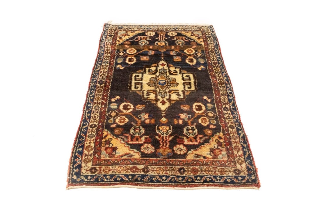 Vintage Floral Tribal 3X6 Hamedan Persian Rug - 3