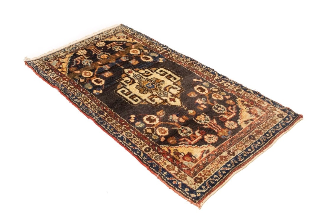 Vintage Floral Tribal 3X6 Hamedan Persian Rug - 4