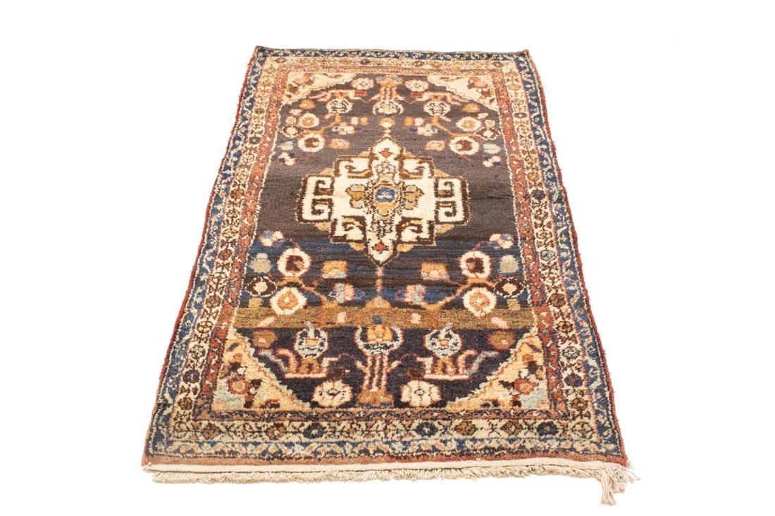 Vintage Floral Tribal 3X6 Hamedan Persian Rug - 7