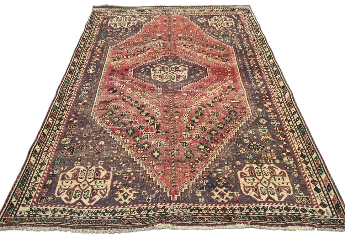Antique Muted Tribal 5'4X7'7 Distressed Vintage Oriental Rug - 3