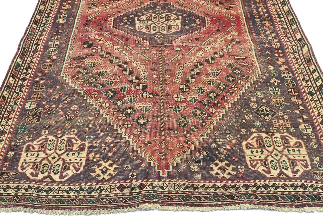 Antique Muted Tribal 5'4X7'7 Distressed Vintage Oriental Rug - 4
