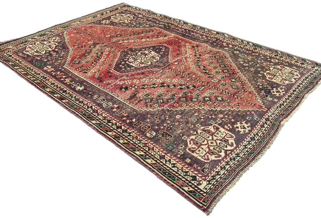 Antique Muted Tribal 5'4X7'7 Distressed Vintage Oriental Rug - 6