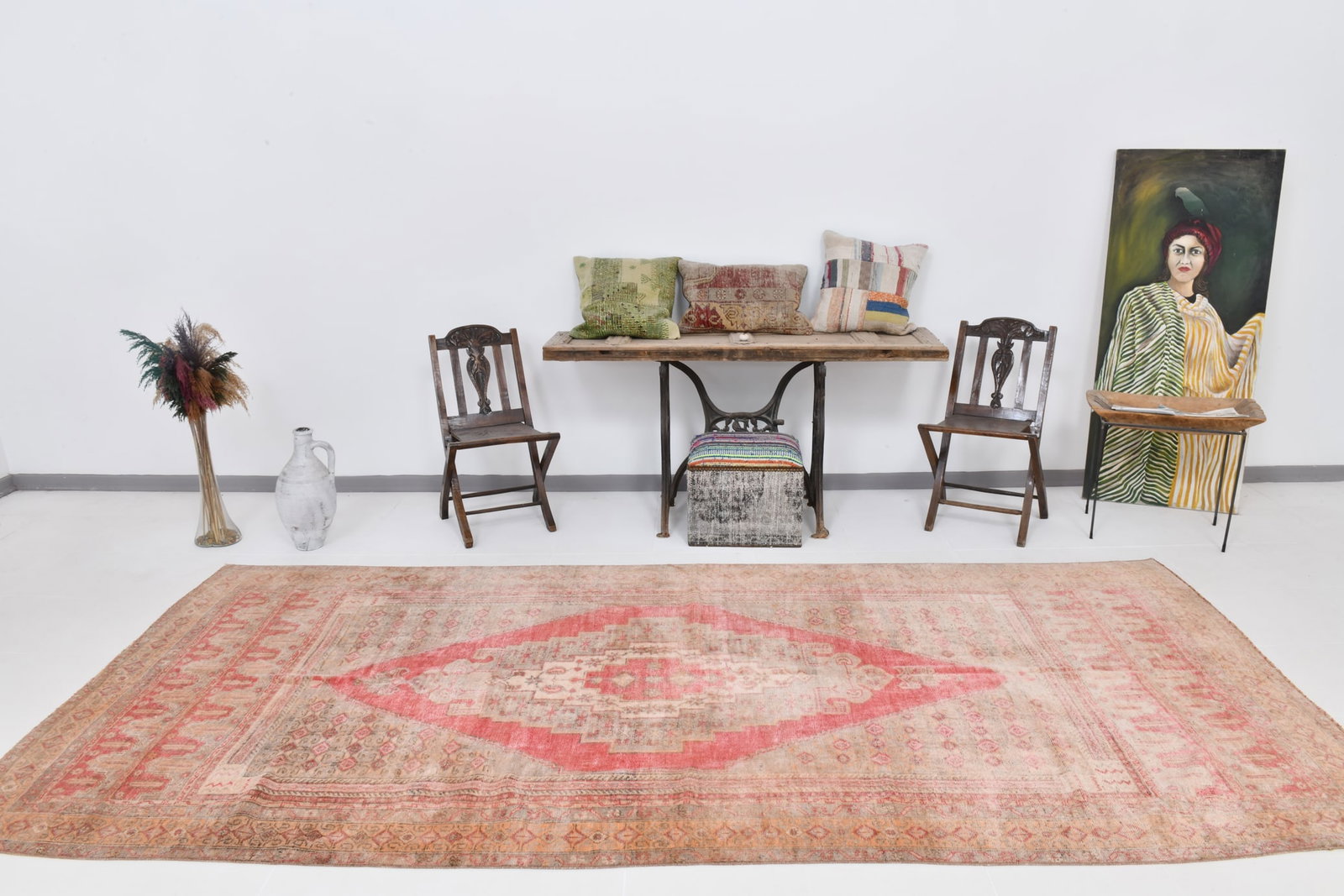 5'3'' x 12'1'' Handmade Vintage Wool Rug - 21049 - 2