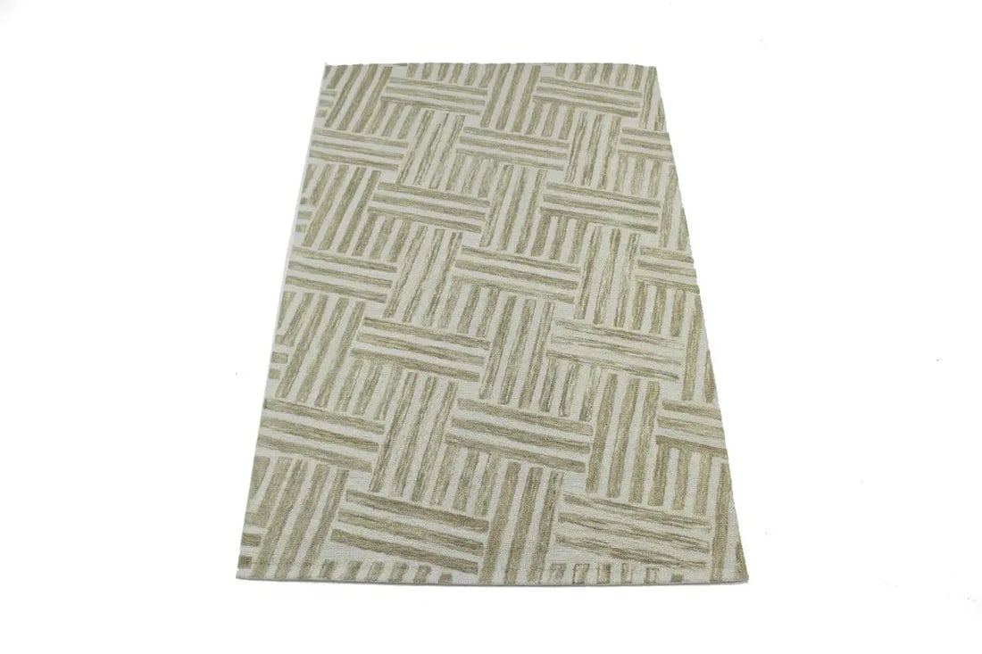 Brown Geometric 5X8 Hand-Tufted Modern Rug - 3