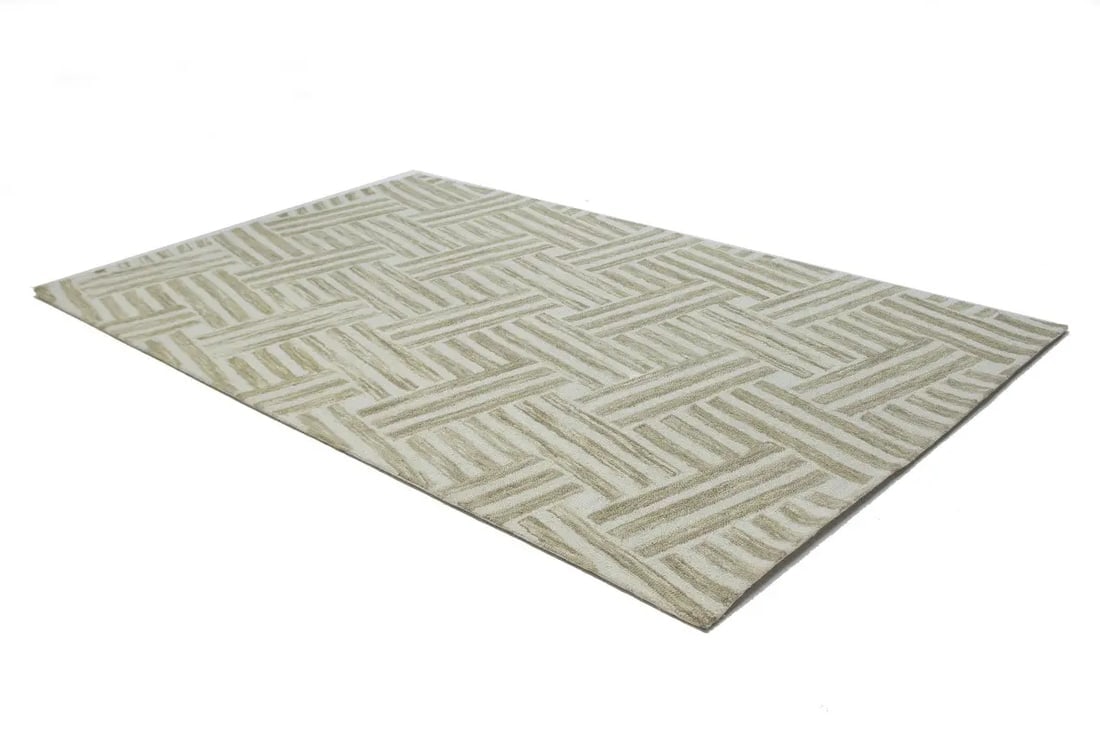 Brown Geometric 5X8 Hand-Tufted Modern Rug - 7