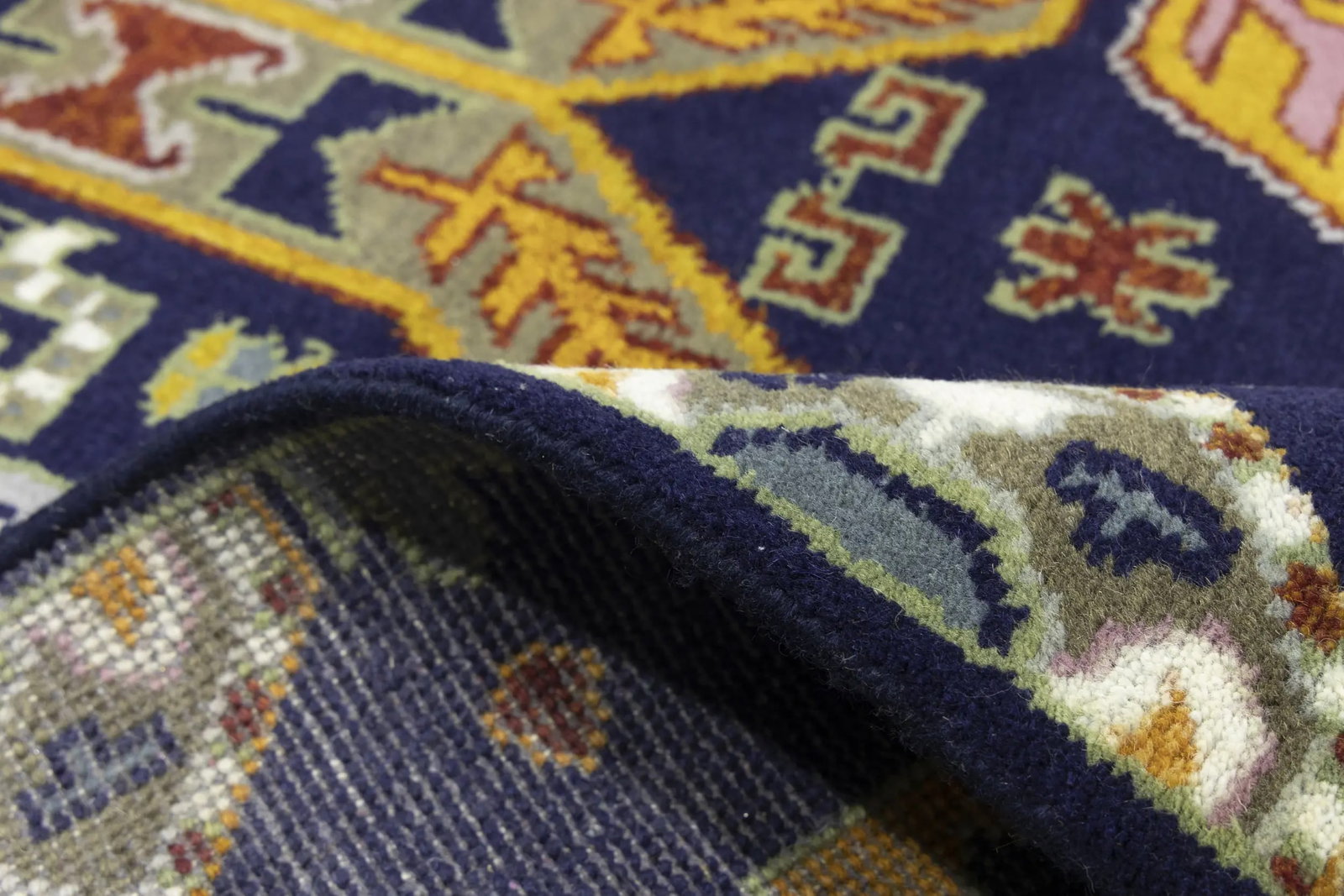 Dark Navy Tribal Geometric 8X10 Oriental Rug - 16