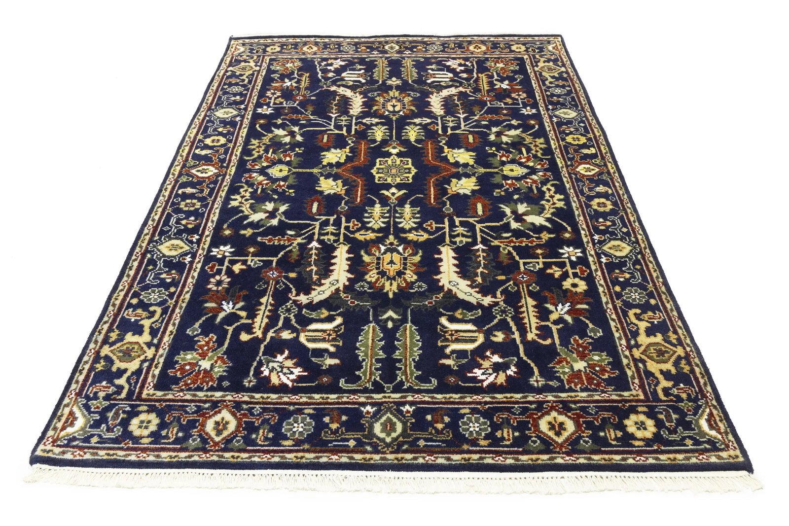 Dark Navy Geometric 6X9 Heriz Serapi Oriental Rug - 3