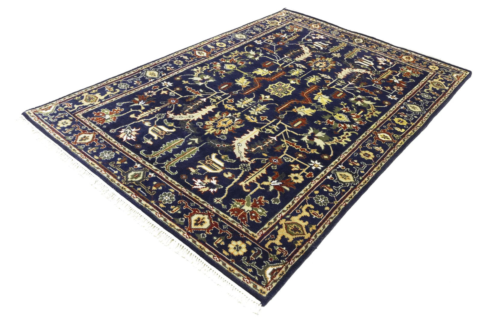 Dark Navy Geometric 6X9 Heriz Serapi Oriental Rug - 4
