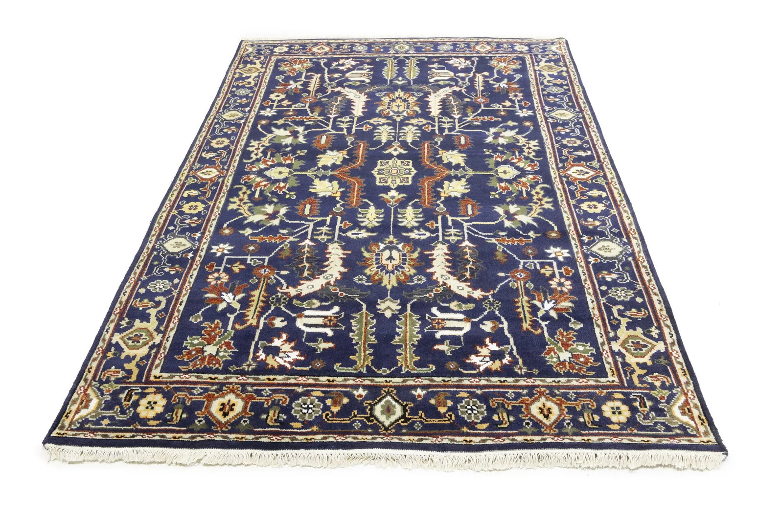 Dark Navy Geometric 6X9 Heriz Serapi Oriental Rug - 5