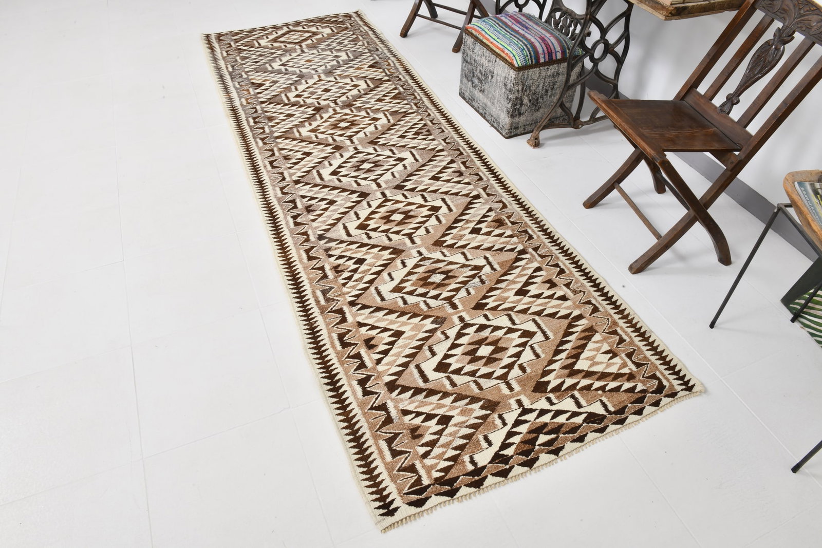 3'5'' x 10'3'' Turkish Handmade Kilim Rug - 34079 - 4