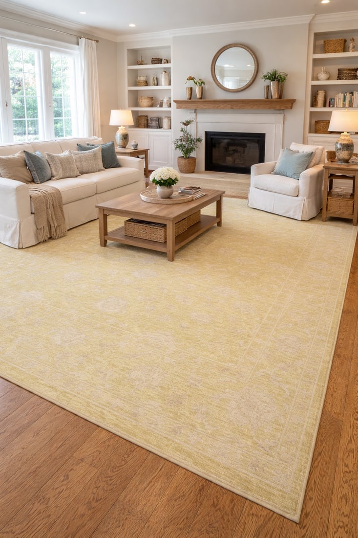 Muted Golden Yellow Floral 12X15 Transitional Oriental Rug - 2